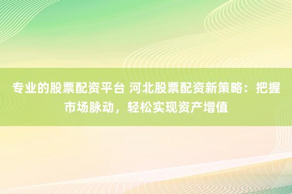 专业的股票配资平台 河北股票配资新策略：把握市场脉动，轻松实现资产增值