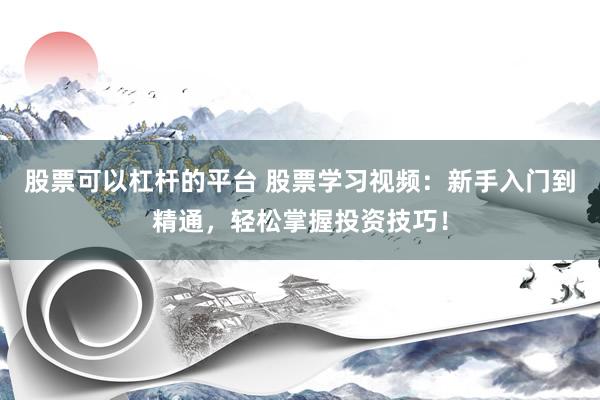 股票可以杠杆的平台 股票学习视频：新手入门到精通，轻松掌握投资技巧！