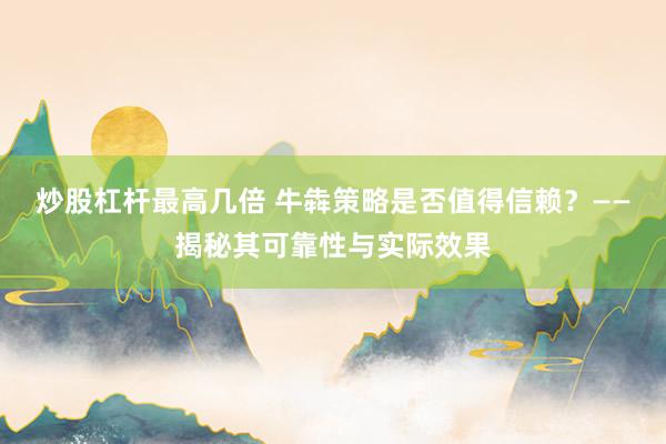 炒股杠杆最高几倍 牛犇策略是否值得信赖？——揭秘其可靠性与实际效果