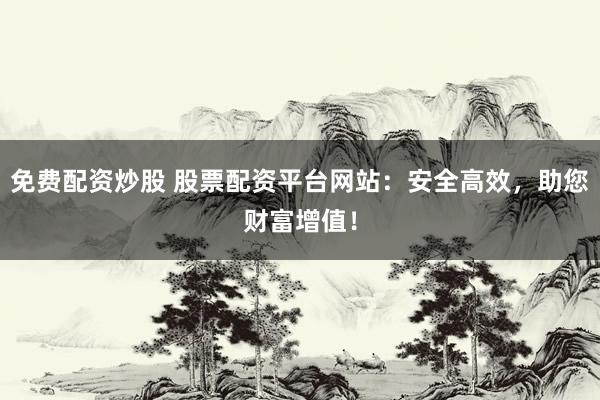 免费配资炒股 股票配资平台网站：安全高效，助您财富增值！