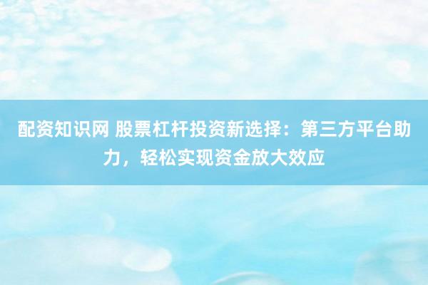 配资知识网 股票杠杆投资新选择：第三方平台助力，轻松实现资金放大效应