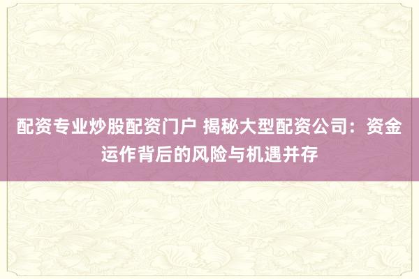 配资专业炒股配资门户 揭秘大型配资公司：资金运作背后的风险与机遇并存