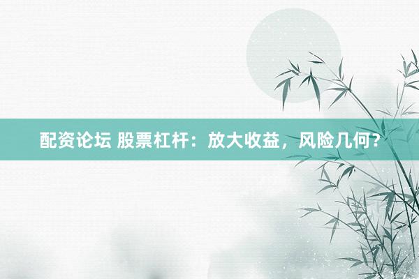 配资论坛 股票杠杆：放大收益，风险几何？
