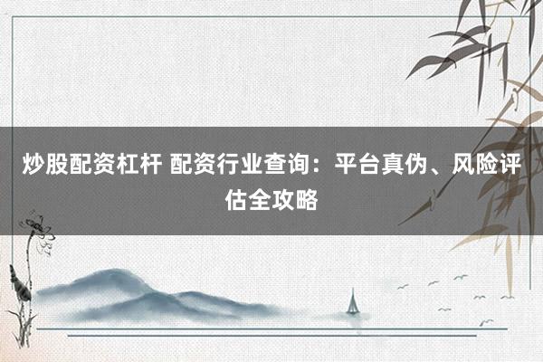 炒股配资杠杆 配资行业查询：平台真伪、风险评估全攻略
