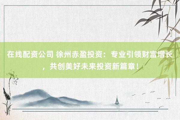 在线配资公司 徐州赤盈投资：专业引领财富增长，共创美好未来投资新篇章！