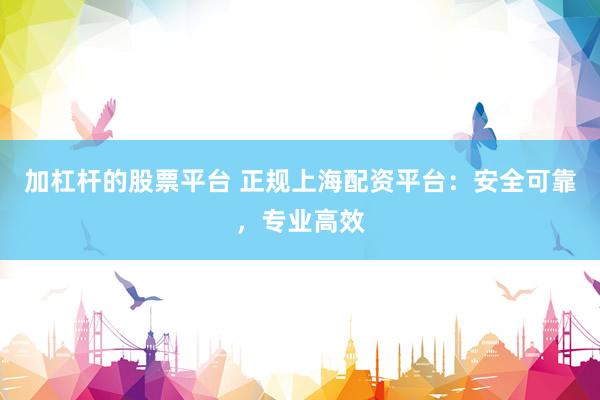 加杠杆的股票平台 正规上海配资平台：安全可靠，专业高效