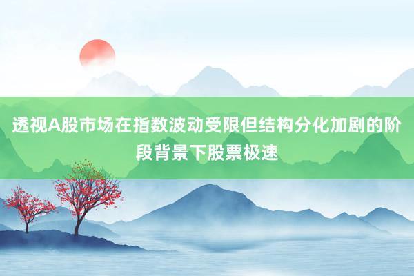 透视A股市场在指数波动受限但结构分化加剧的阶段背景下股票极速