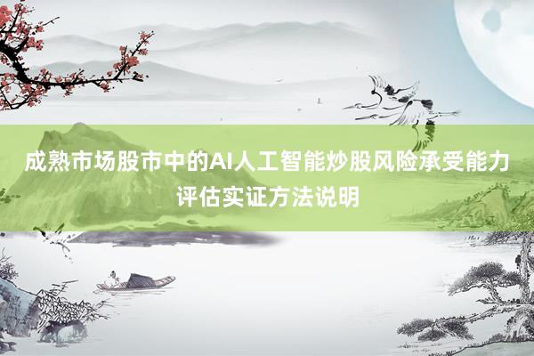 成熟市场股市中的AI人工智能炒股风险承受能力评估实证方法说明